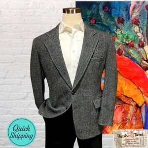 Gray Wool Tweed Herringbone Sport Coat